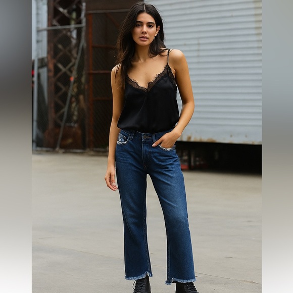 One Teaspoon Classic Blue fringed hem relaxed fit 100% Cotton denim jean size 24 - Picture 1 of 11